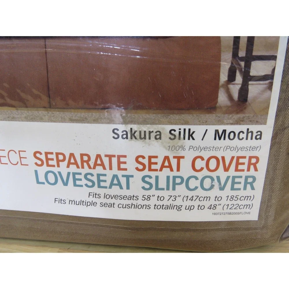New SureFit Stretch 2-Piece Loveseat Furniture Slipcover Brown Mocha Scotchguard